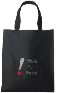 black tote bag with logo on the side
