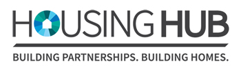 A logo that reads "HousingHub: Building Partnerships, Building Homes."