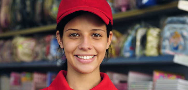 young brown eyed smiling woman