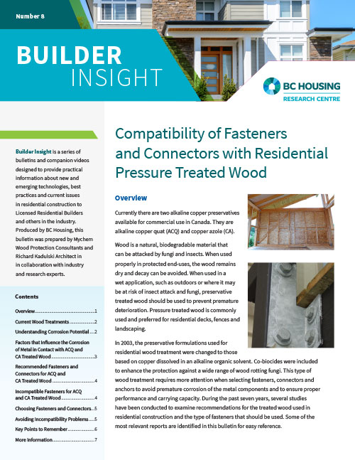 Builder Insight 08 Compatibility of Fasteners and Connectors with Residential Pressure Treated
