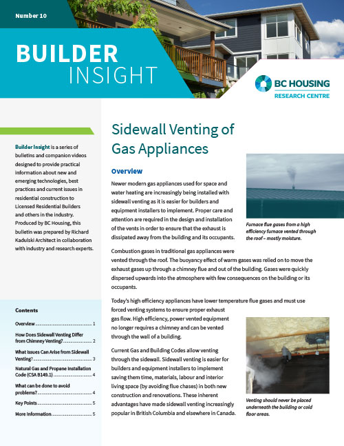 Builder Insight 10 Sidewall Venting of Gas Appliances Research