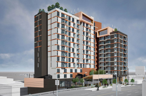 Rendering of large multi storey housing building