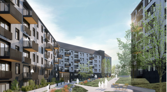 Rendering of the courtyard of one of the buildings.