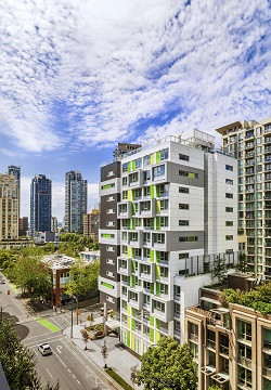 Jubilee House apartment complex viewed from elevated position