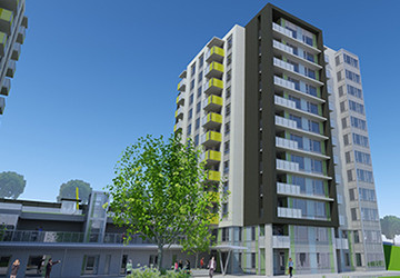 Rendering of apartment building