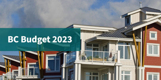 Images of a row of houses with a graphic that reads 'BC Budget 20202'