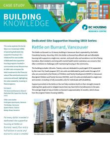 Dedicated-Site Supportive Housing SROI Case Study Series: Kettle on Burrard, Vancouver