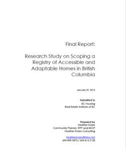 Research Study on Scoping a Registry of Accessible and Adaptable Homes in B.C.