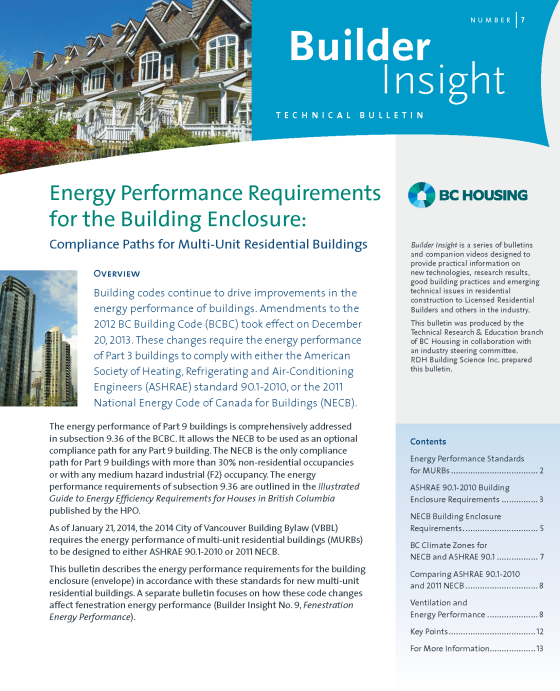 Builder Insight 07 - Energy Performance Requirements