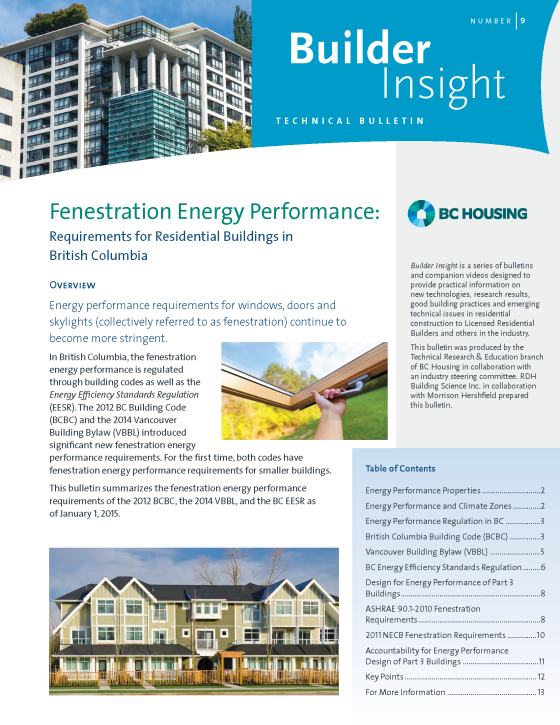 Builder Insight 09 - Fenestration Energy Performance