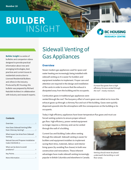 Builder Insight 10 - Sidewall Venting of Gas Appliances