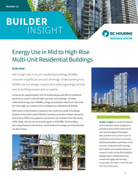 Builder Insight 12 - Reducing Energy Use in Multi-Unit Residential Buildings