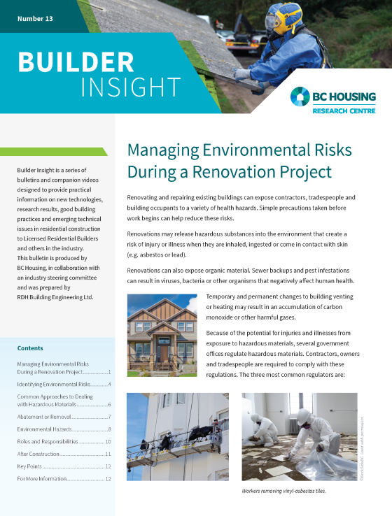 Builder Insight 13 - Managing Environmental Risks During a Reno