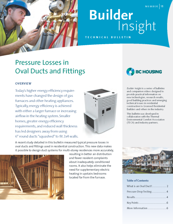Builder Insight 15 - Pressure Losses in Oval Ducts and Fittings