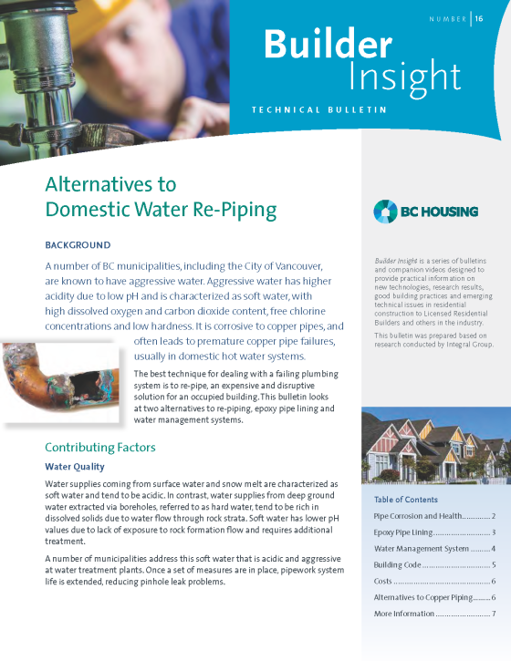 Builder Insight 16 - Alternatives to Domestic Water Re-Piping