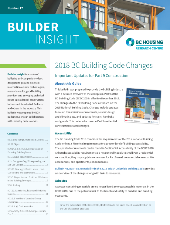 Builder Insight 17 - BC Building Code Changes 2018