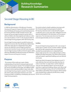 Building Knowledge: Research Summaries - Second Stage Housing in B.C.