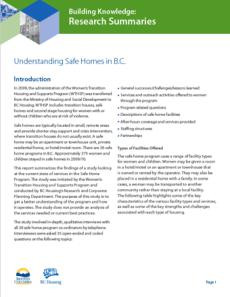 Building Knowledge Research Summaries - Understanding Safe Homes in B.C.