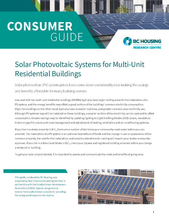 Consumer Guide – Solar Photovoltaic Systems for Multi-Unit Residential Buildings