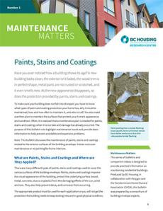 Maintenance Matters 01 - Paints, Stains and Coatings