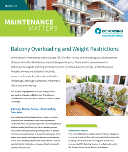 Maintenance Matters 22 - Balcony Overloading and Weight Restrictions
