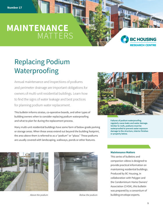 Maintenance Matters 17 - Replacing Podium Waterproofing