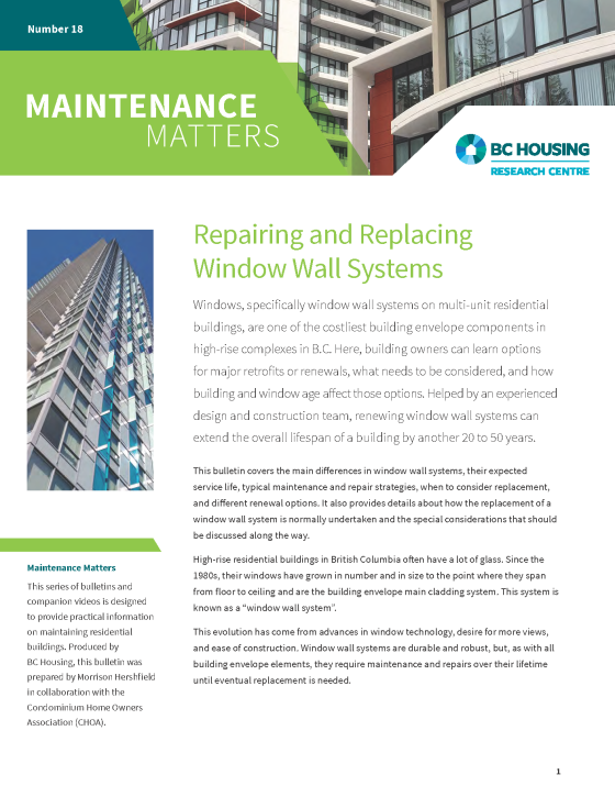 Maintenance Matters 18 - Repairing and Replacing Window Wall Systems