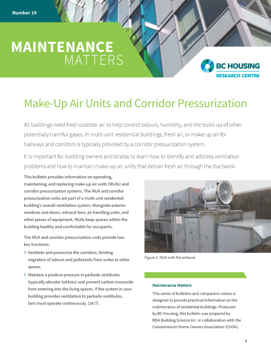 Maintenance Matters 19 - Make-Up Air Units and Corridor Pressurization