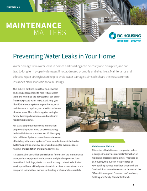 Maintenance Matters 21 - Preventing Water Leaks in Your Home