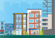 Illustration of city street scene